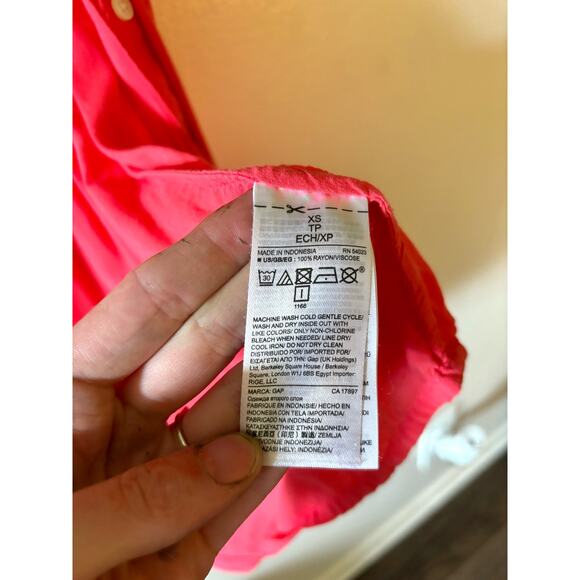 Coral Pink Gap Button Up Tank Top Blouse Extra Small XS - Picture 5 of 6